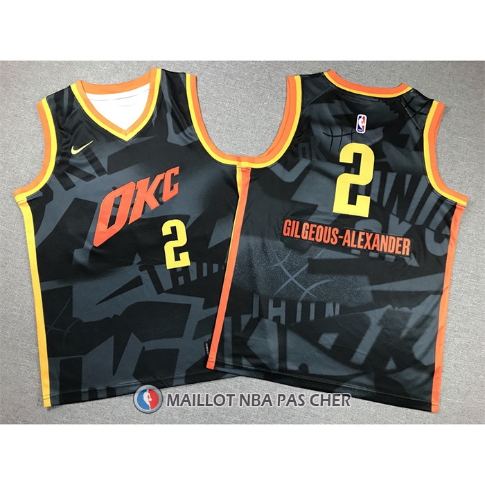 Maillot Enfant Oklahoma City Thunder Shai-gilgeous Alexander NO 2 Ville 2023-24 Noir